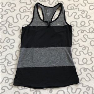 Nike Black and Gray Striped Racerback Tank Top